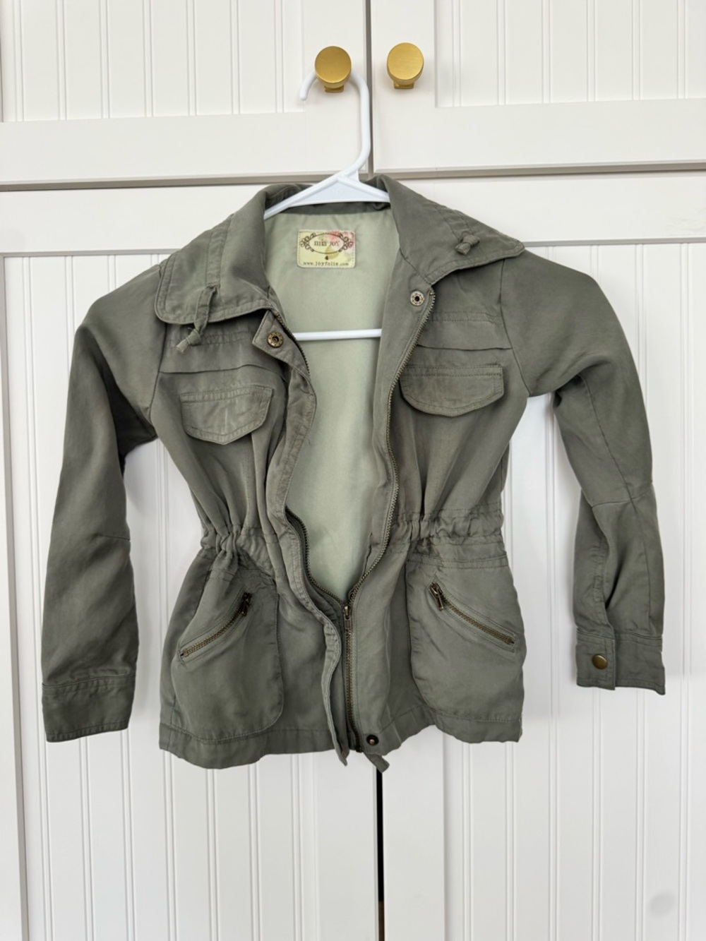 Kids Mia Joy Olive Green Drawstring Utility Jacket - Size 4T